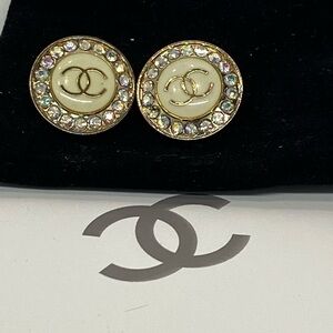 Chanel buttons transformed to earrings.